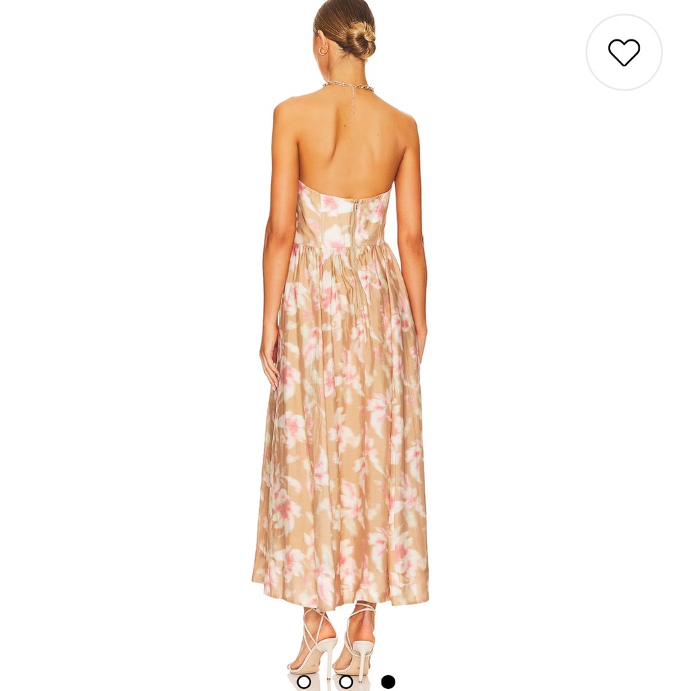 Bardot Strapless Floral Maxi Dress in Beige and Pink - Picture 4 of 10